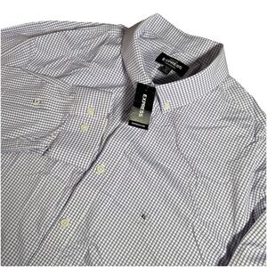 NWT‎ Express Shirt Men's XL Purple Check Extra Slim Performance Stretch Wicking